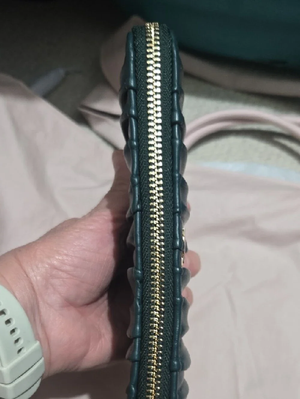 Victoria's Secret Zip-Around Quilted Wallet in Dark Teal - Picture 5 of 16